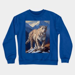 Snow Leopard Oil Paint Crewneck Sweatshirt